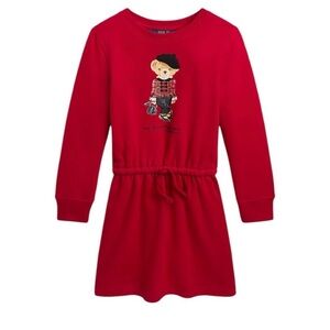 Polo by Ralph Lauren Red Dress with Bear Design Girls M size 8-10